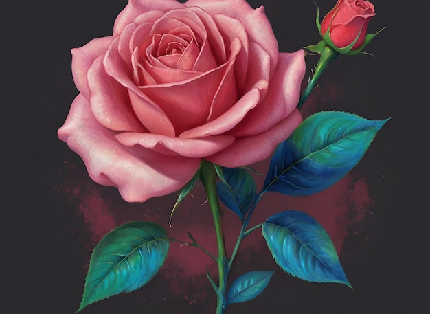 Vector beautiful pink rose blossom isolated