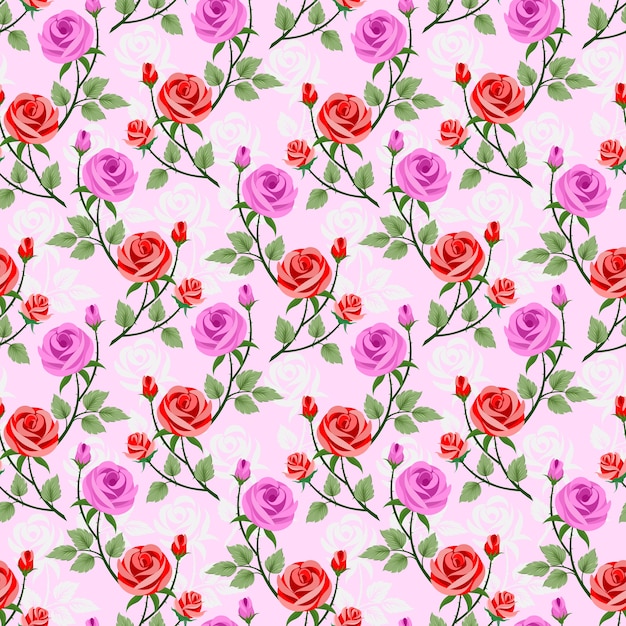 Beautiful pink rose seamless pattern.