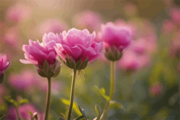 Vector beautiful pink tulips in the garden beautiful pink tulips in the garden beautiful flowers in the gar