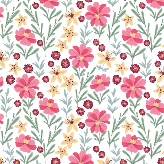 Beautiful pink and yellow flower pattern