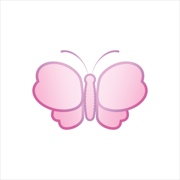 Vettore bellissimo modello di progettazione del logo pinky butterfly logo animal concept isolato su sfondo bianco pink violet marshmallow gradient color adatto per prodotti di bellezza e moda