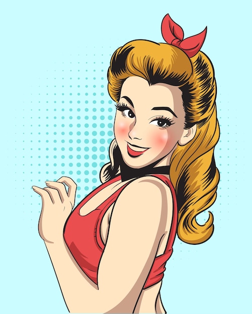 Vector beautiful pinup girl illustration