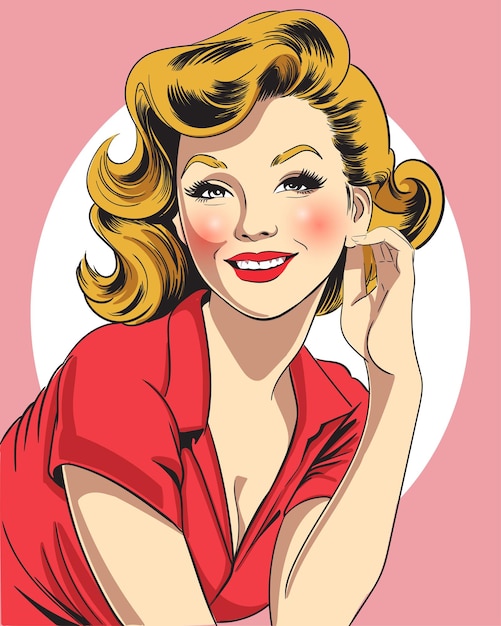 Premium Vector | A beautiful pinup girl in retro illustration