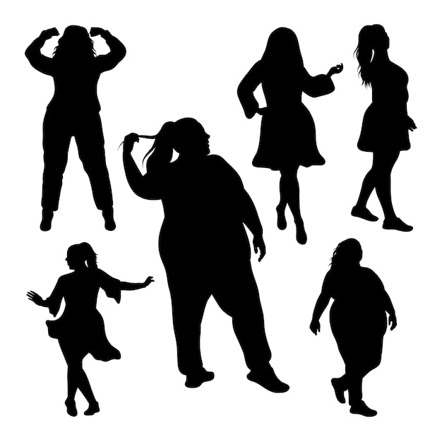 Vector beautiful plus size woman silhouettes