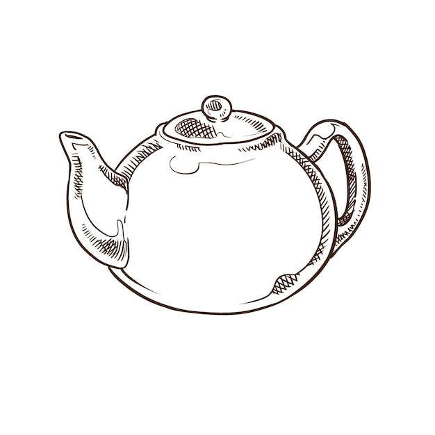 Vettore bella teiera in porcellana per la preparazione di foglie di tè in sacchetti friabili