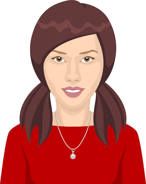 Bellissimo ritratto di un avatar di carattere ragazza in maglione rosso