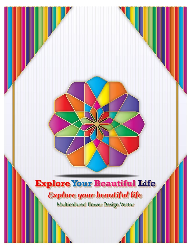 वेक्टर beautiful poster template design vector of multicolored geometric circle and corners frame