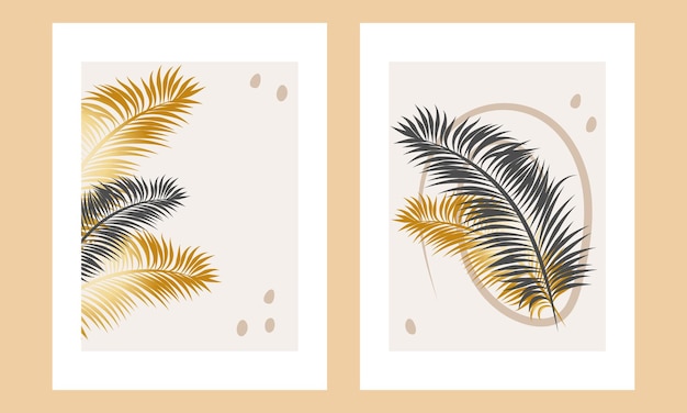 beautiful posters with golden leaves
