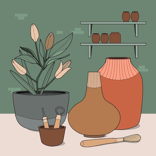 Vector beautiful pottery illustration