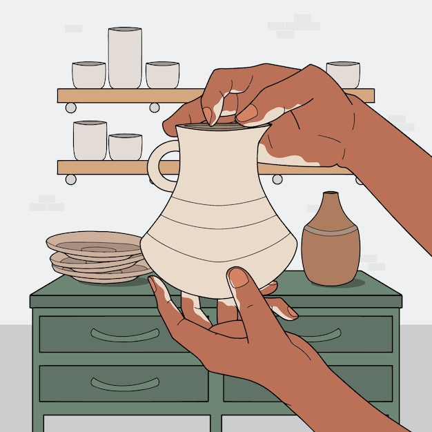 Vector beautiful pottery illustration