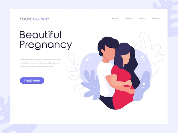 Vector beautiful pregnancy landing page