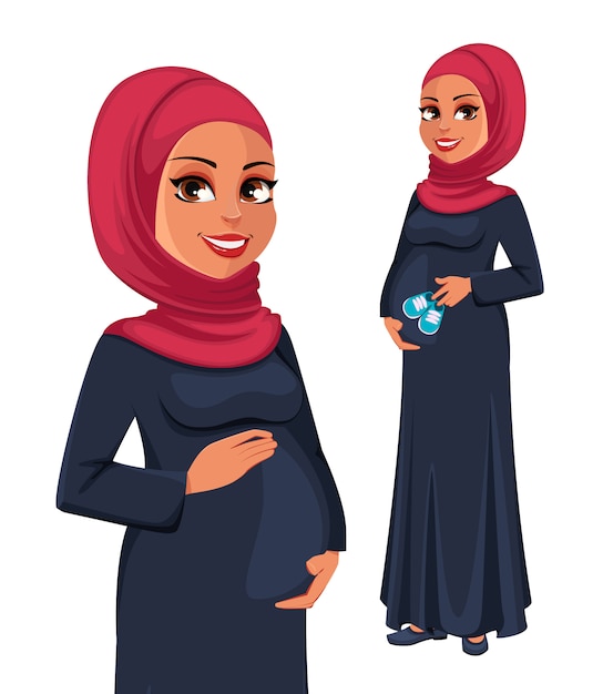 Bella donna musulmana incinta in hijab