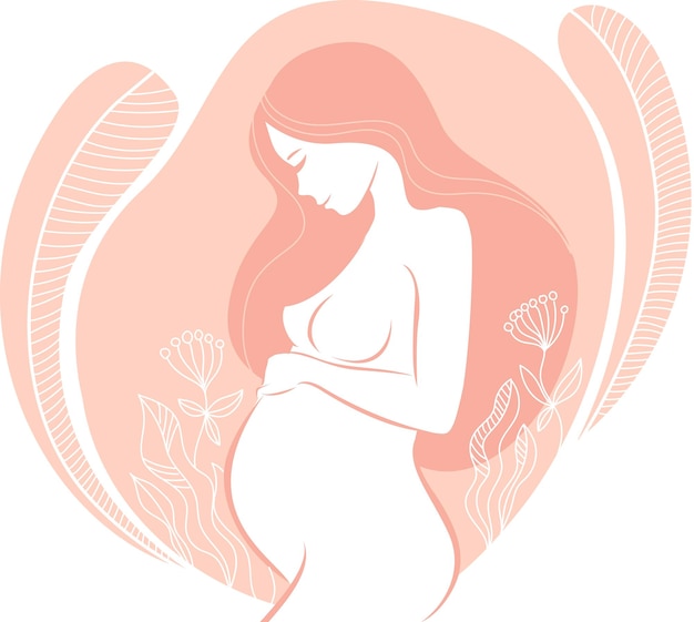 Красивая беременная женщина с цветочными орнаментами