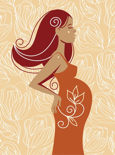 Vector beautiful pregnant woman