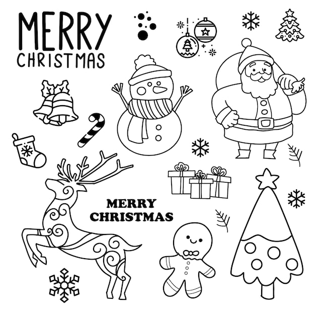 Beautiful Premium Hand drawn Christmas elements collection