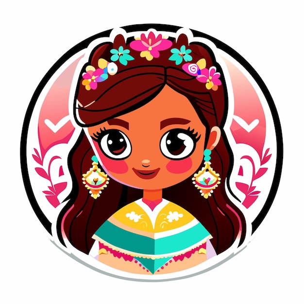 Vector beautiful princess cartoon character sticker