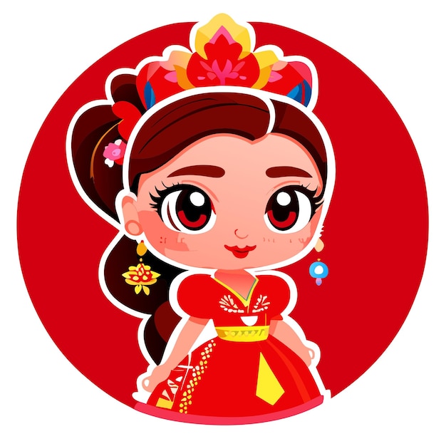 Beautiful princess cartoon character sticker