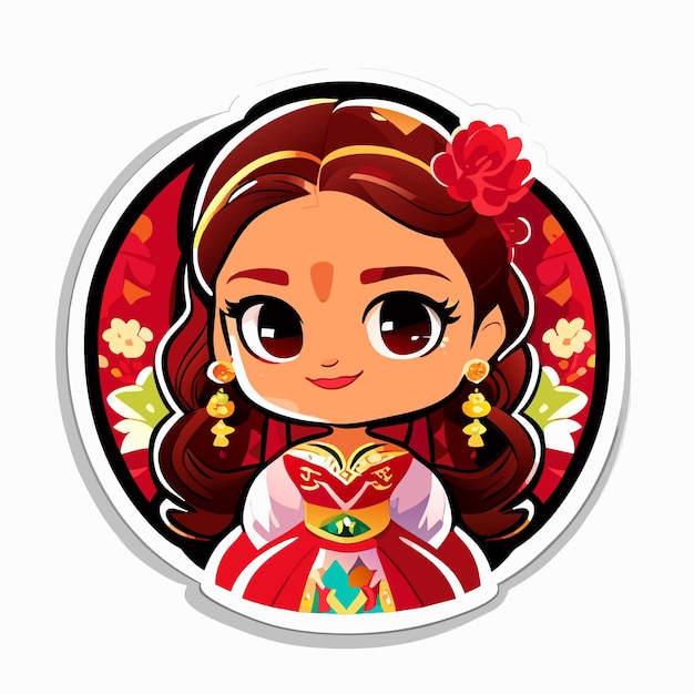 Beautiful princess cartoon character sticker