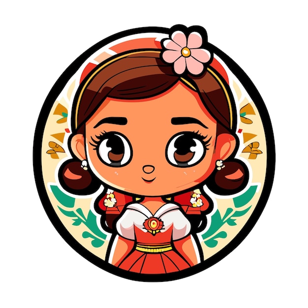 Vector beautiful princess cartoon character sticker