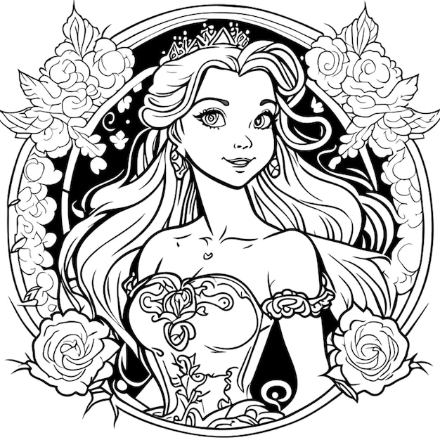 Illustration Princess Coloring Book Concept Stock Vector by ©VeronikaM  679101880