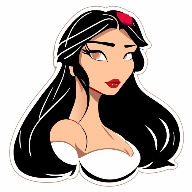 Beautiful princess hand drawn cartoon sticker icon concept isolated illustration