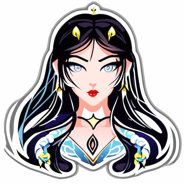 Beautiful princess hand drawn cartoon sticker icon concept isolated illustration