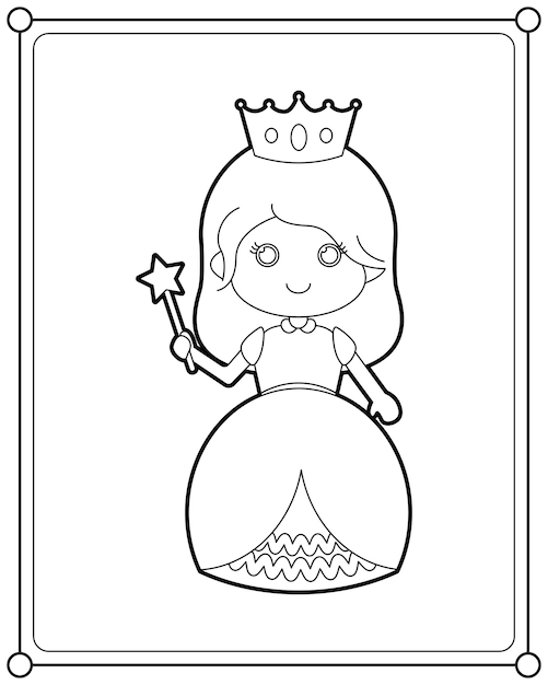 Vector beautiful princess suitable for children's coloring page vector illustration