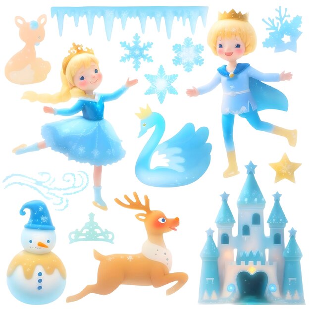 Beautiful Princess Winter Fairytale Clipart Set