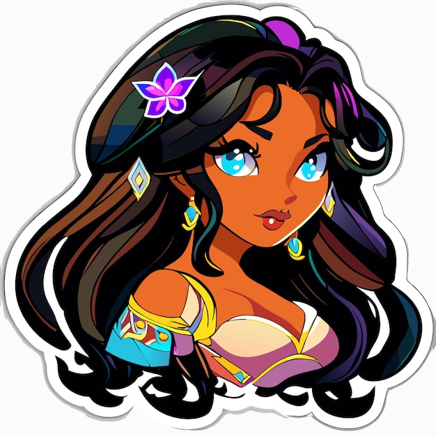 Vector beautiful princess woman hand drawn cartoon sticker icon concept isolated illustration