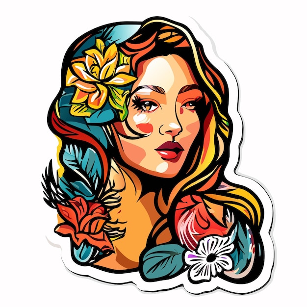 Vector beautiful princess woman hand drawn cartoon sticker icon concept isolated illustration