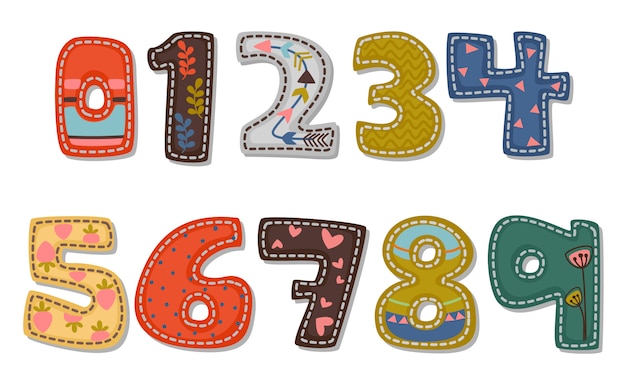 Vector beautiful print on bold font numbers for kids