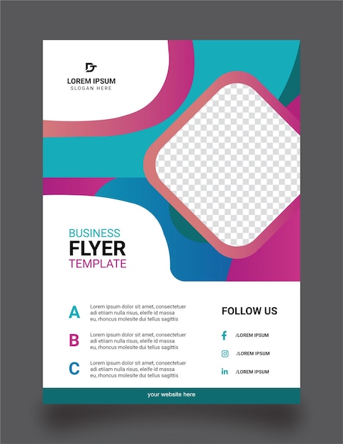 Vector beautiful professional business flyer template or brochure design with stylish waves