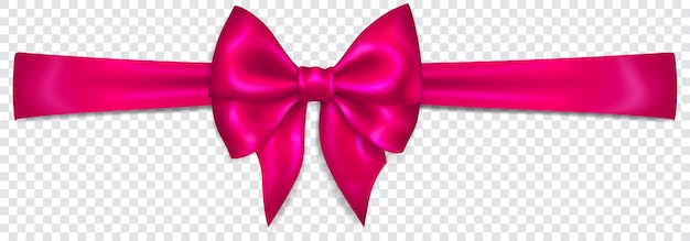 Vector beautiful purple bow with horizontal ribbon with shadow on transparent background. transparency only in vector format