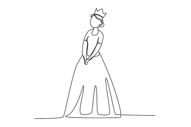 Vector a beautiful queen with a crown on her head queen oneline drawing