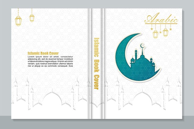 Beautiful Quran book cover design, islamic cover book 3d design, eid ramadan background,