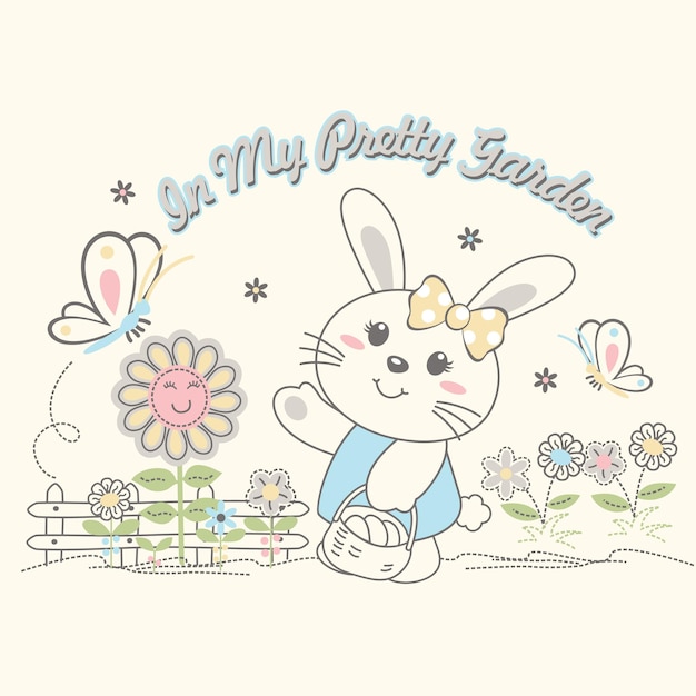 beautiful rabbit girl vector illustration