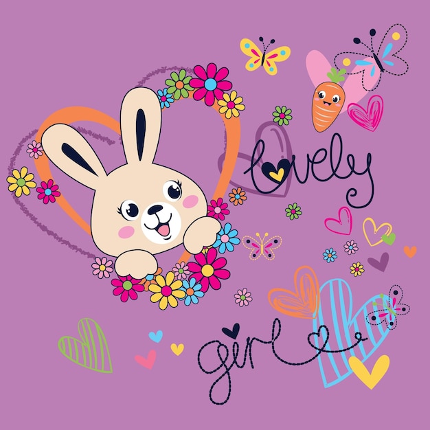 beautiful rabbit girl vector illustration