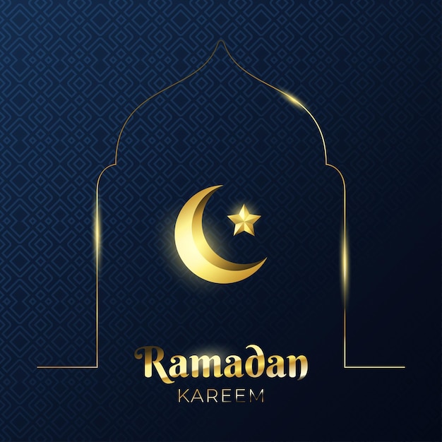 Beautiful Ramadan Kareem background design with crescent moon and star