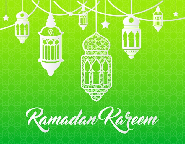 Красивый ramadan kareem фон с бумажным стилем искусства