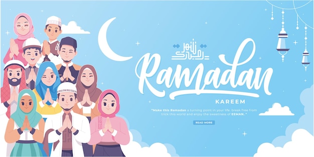 Beautiful ramadan kareem banner illustration background