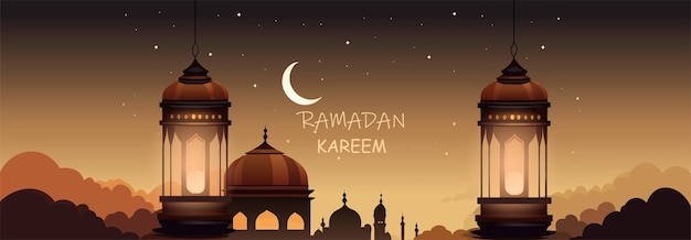 Beautiful ramadan kareem banner islamic illustration