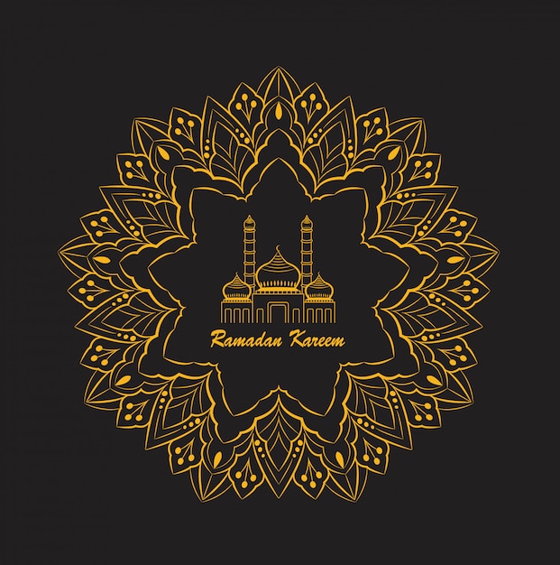 Design bellissimo biglietto di auguri ramadan kareem con arte mandala