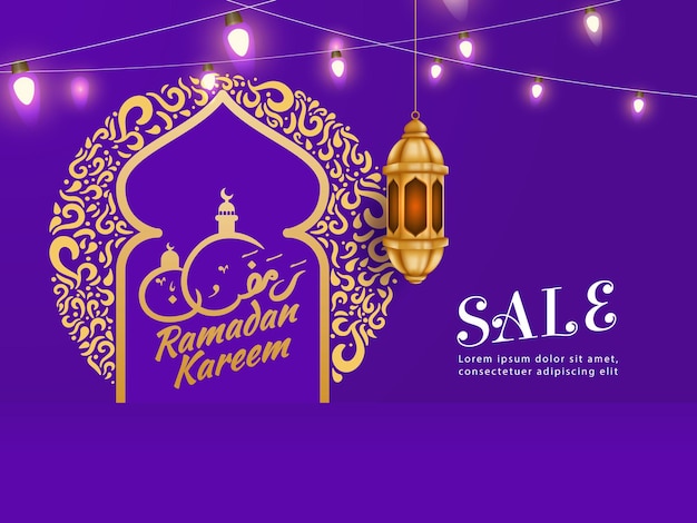 Beautiful Ramadan Kareem With Arabic Calligraphy Sale Vector Background Illustration