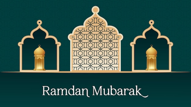 Bellissimo sfondo ramadan mubarak con disegno grafico vettoriale modello