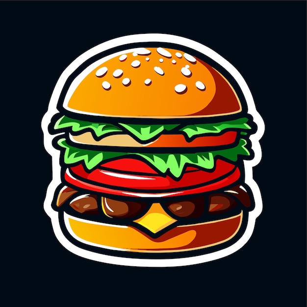 Vector beautiful realistic burger fast food icon