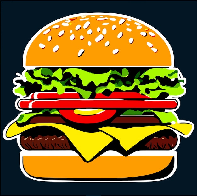 Vector beautiful realistic burger fast food icon