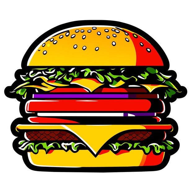 Beautiful realistic burger fast food icon