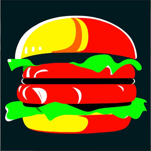 Vector beautiful realistic burger fast food icon