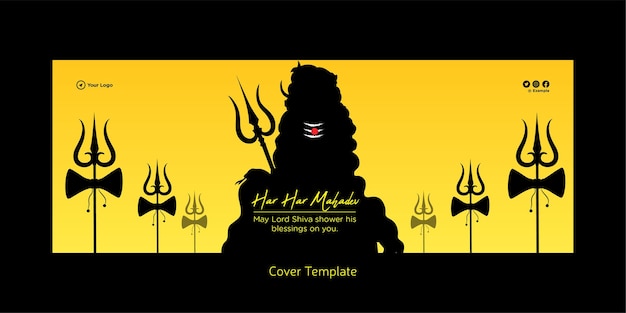 Bello modello di progettazione della pagina di copertina di maha shivratri felice realistico