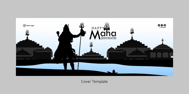 Beautiful realistic happy maha shivratri cover page design template